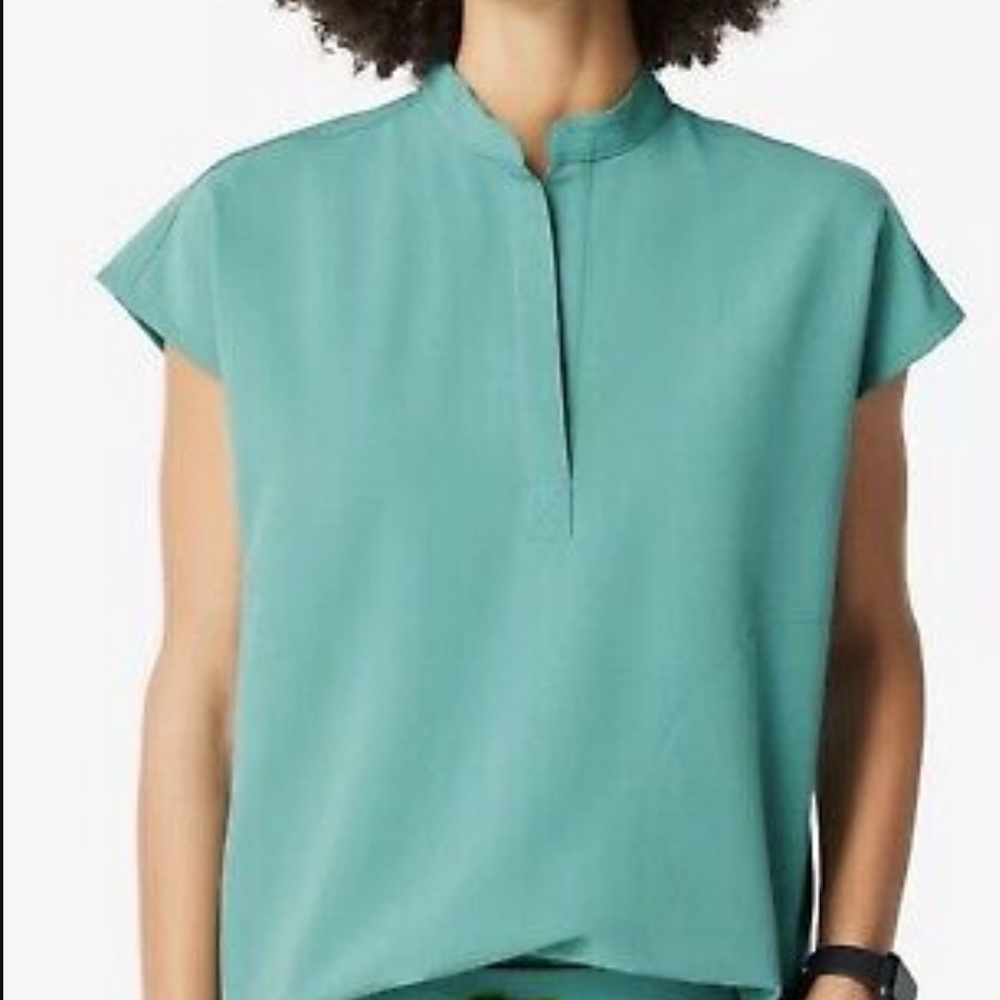 Figs Rafaela Scrub Top Marine Aqua Teal XS
